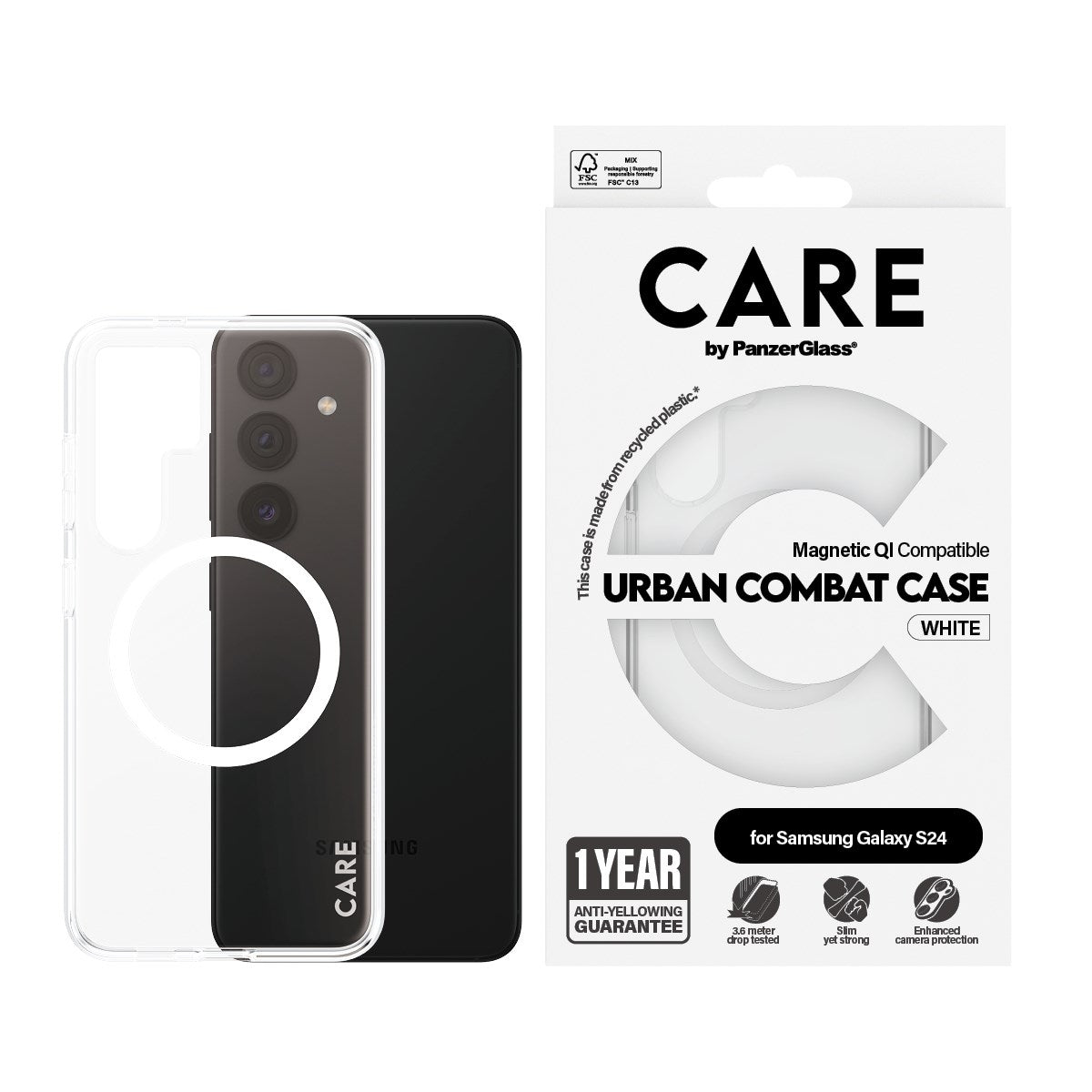 CARE by PanzerGlass Samsung Galaxy S24 FLAGSHIP Urban Combat Cover - Gjennomsiktig