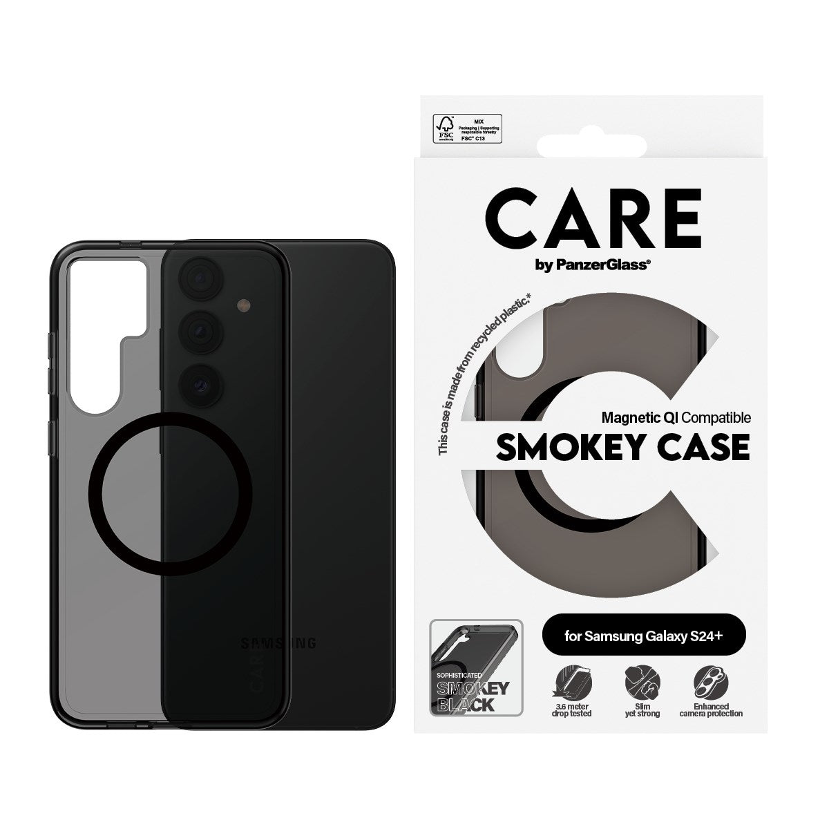 CARE by PanzerGlass Samsung Galaxy S24+ (Plus) FLAGSHIP Urban Combat-deksel - MagSafe-kompatibel - Smokey / Svart