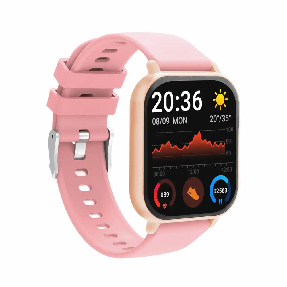 Denver SWC-176RO Bluetooth Smartwatch m. Søvn- og Fitnesstracker - Silikone Urrem - Lyserød