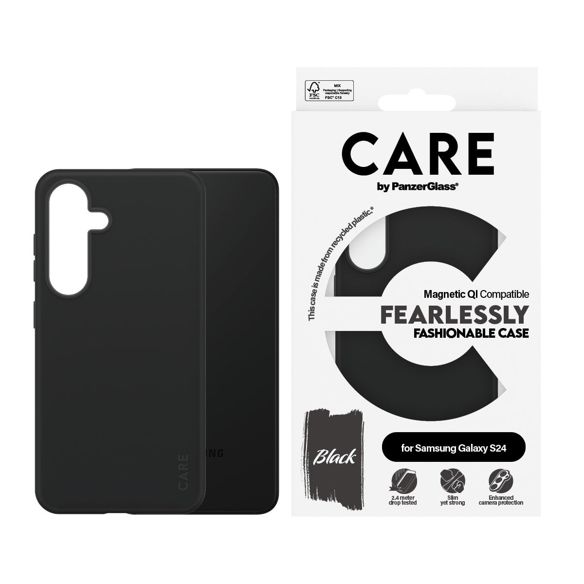 CARE by PanzerGlass Samsung Galaxy S24 FASHION Fearlessly Fashionable deksel - Svart