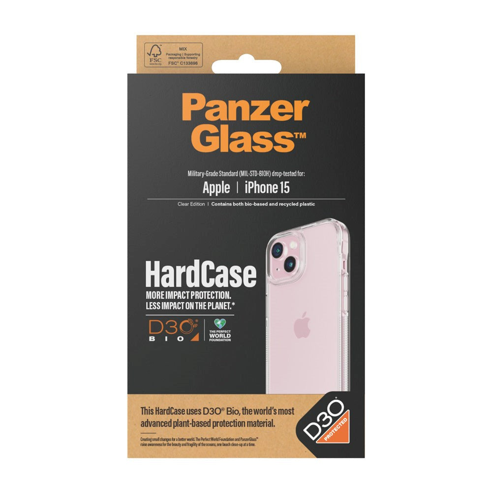 iPhone 15 Bagside Cover PanzerGlass D3O Bio HardCase - Gennemsigtig