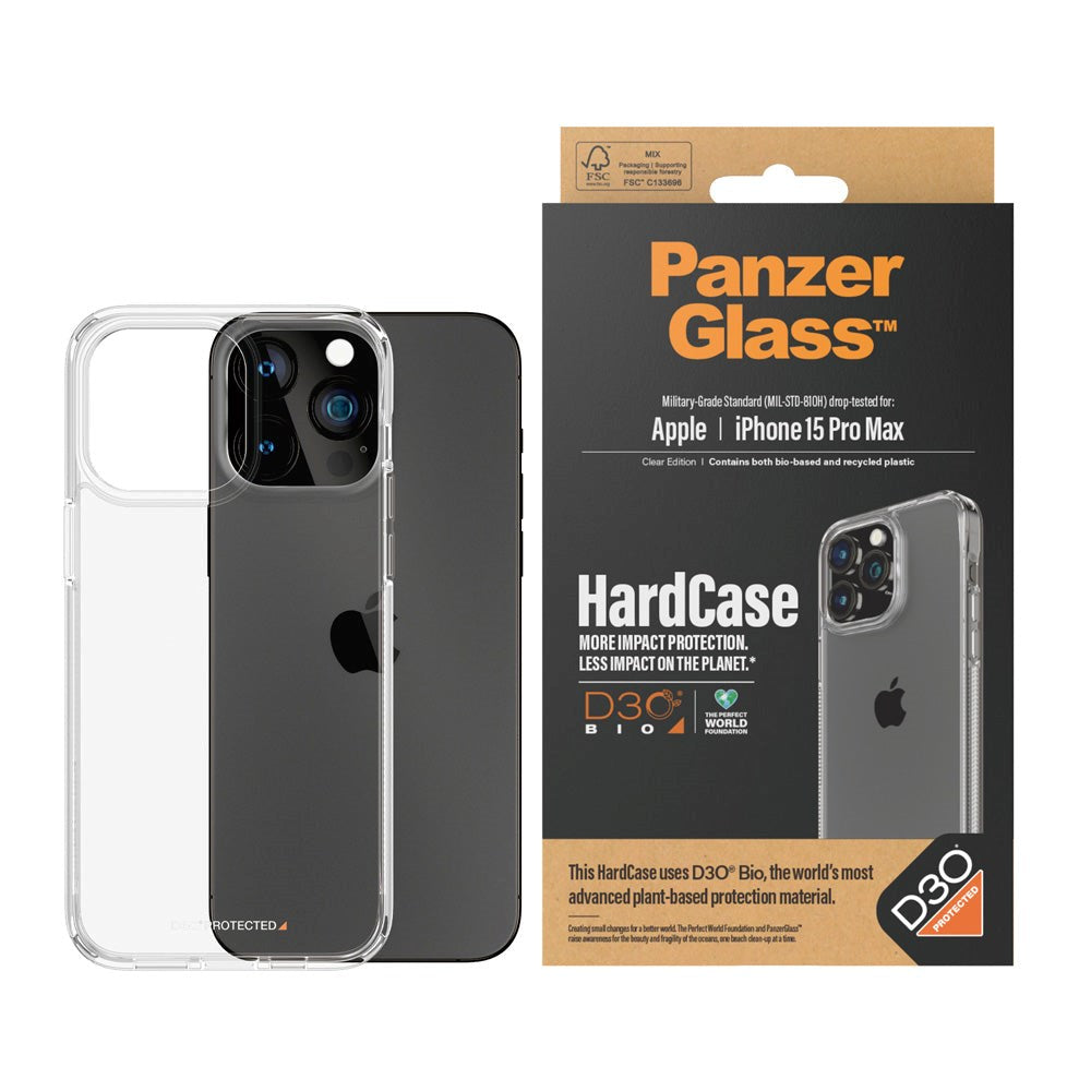 iPhone 15 Pro Max Bakdeksel PanzerGlass D3O Bio HardCase - Gjennomsiktig