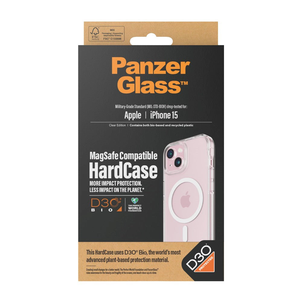 iPhone 15 bakdeksel PanzerGlass D3O® Bio HardCase - MagSafe-kompatibel - Gjennomsiktig
