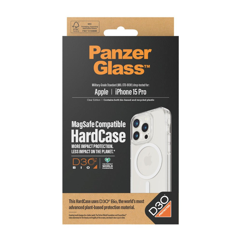 iPhone 15 Pro Bakdeksel PanzerGlass D3O® Bio HardCase - MagSafe-kompatibel - Gjennomsiktig