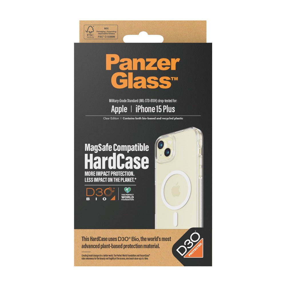 iPhone 15 Plus bakdeksel PanzerGlass D3O® Bio HardCase - MagSafe-kompatibel - Gjennomsiktig