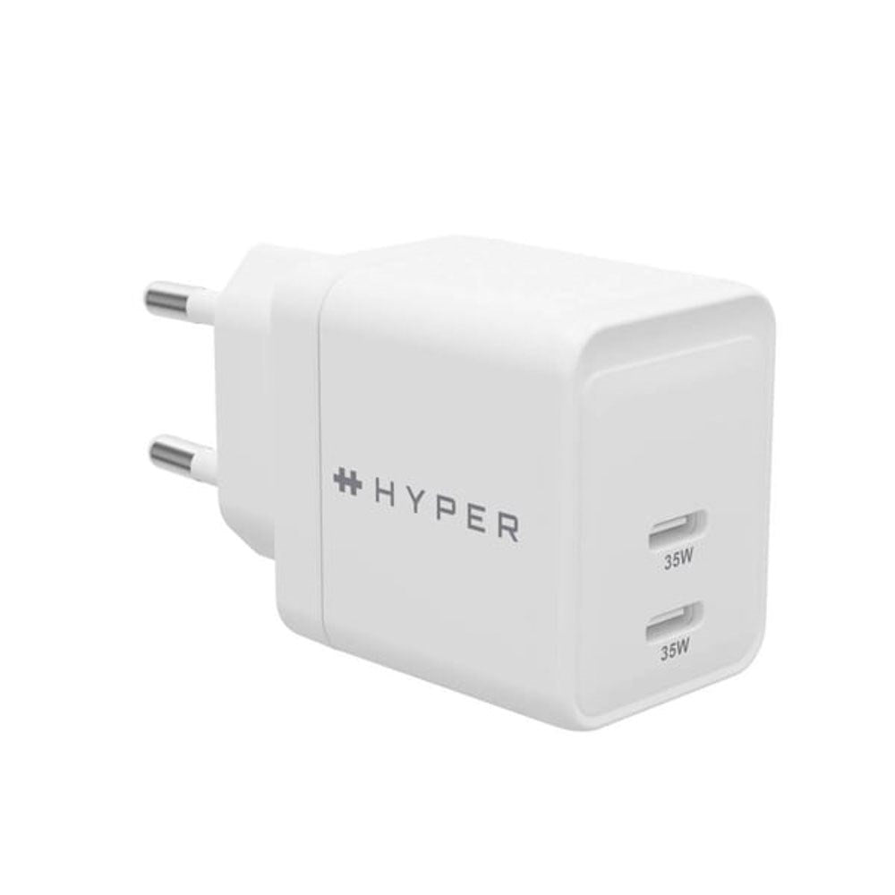 Hyper HyperJuice Vægoplader m. 2x USB-C - 35W - Hvid