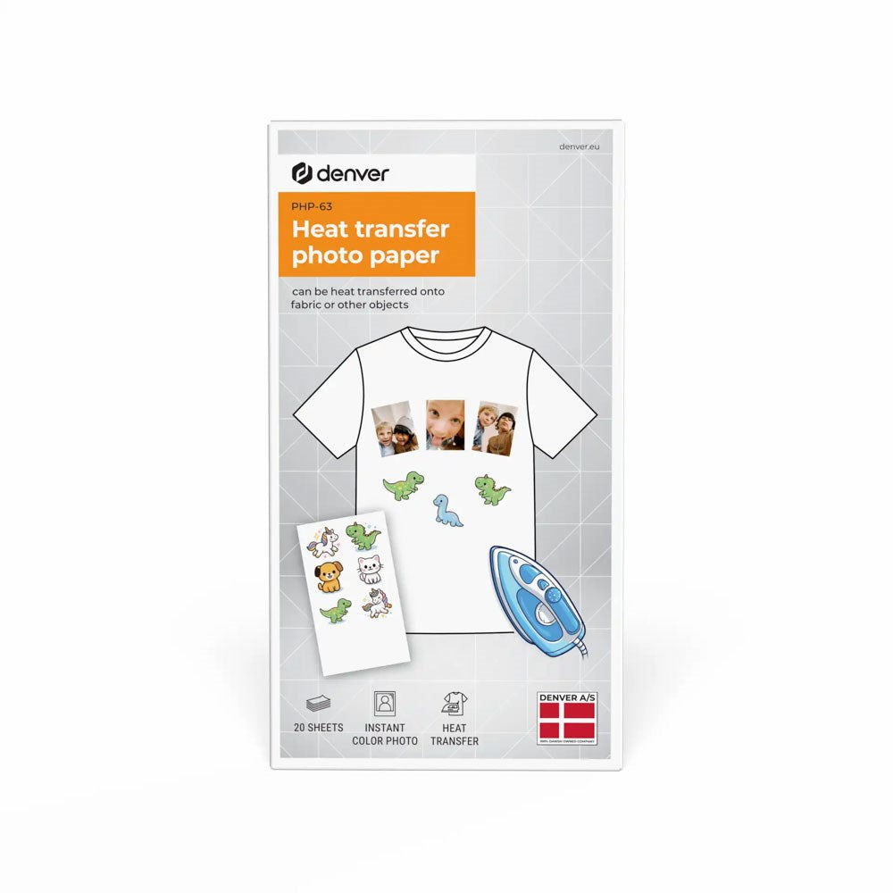 Denver Varmeoverføringsfotopapir til MCP-6010 Bluetooth Printer - 20 stk - Hvid