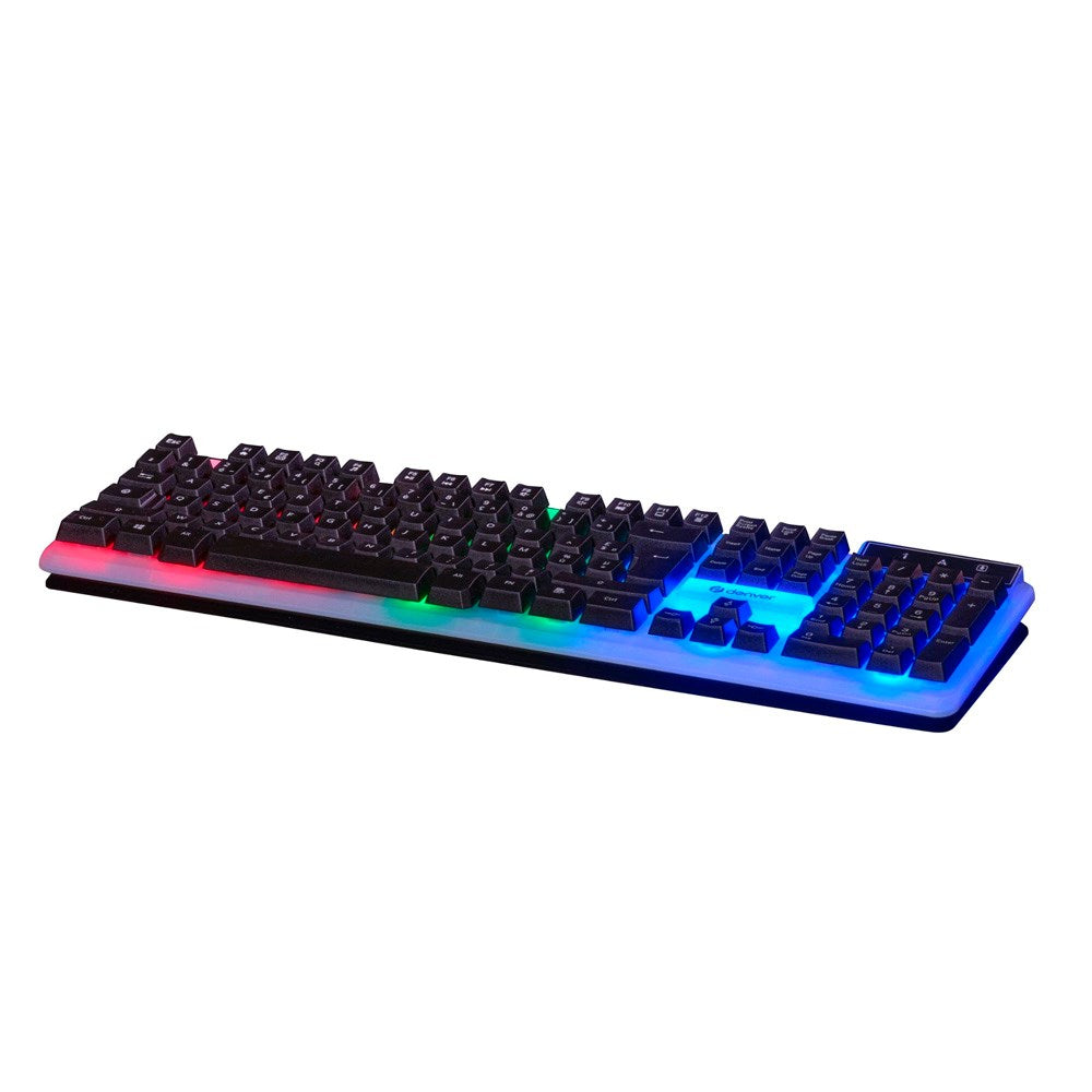 Denver GKB-232 Gaming Tastatur m. USB-kabel & Indbygget RGB Lys - Nordisk Layout - Sort