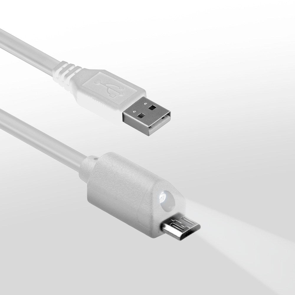 Naztech Micro-USB-kabel med Light 1,8m - Hvit
