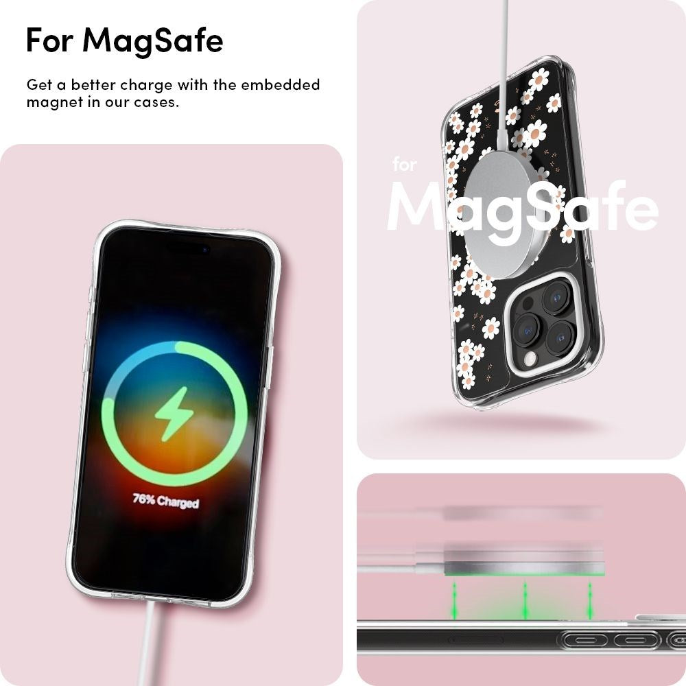 iPhone 15 Pro Max Cyrill Cecile Plastik Bagside Cover m. Strop - MagSafe Kompatibel - White Daisy