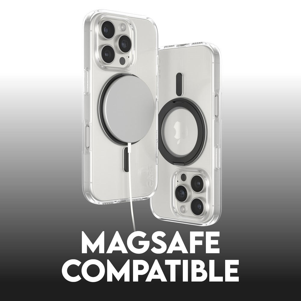 CARE by PanzerGlass iPhone 16 Pro Feature Kickstand Cover - MagSafe-kompatibel - Gjennomsiktig / Svart