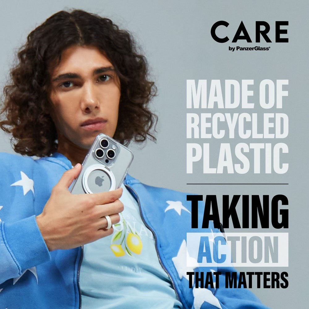 CARE by PanzerGlass iPhone 16 Pro Feature Kickstand Cover - MagSafe-kompatibel - Gjennomsiktig / Svart