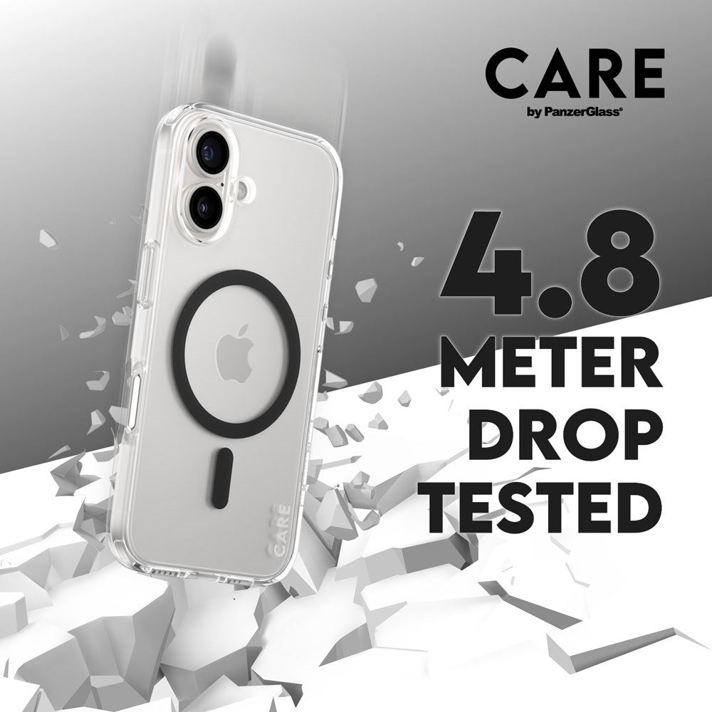 CARE by PanzerGlass iPhone 16 FLAGSHIP Urban Combat-deksel - MagSafe-kompatibel - Gjennomsiktig / Svart