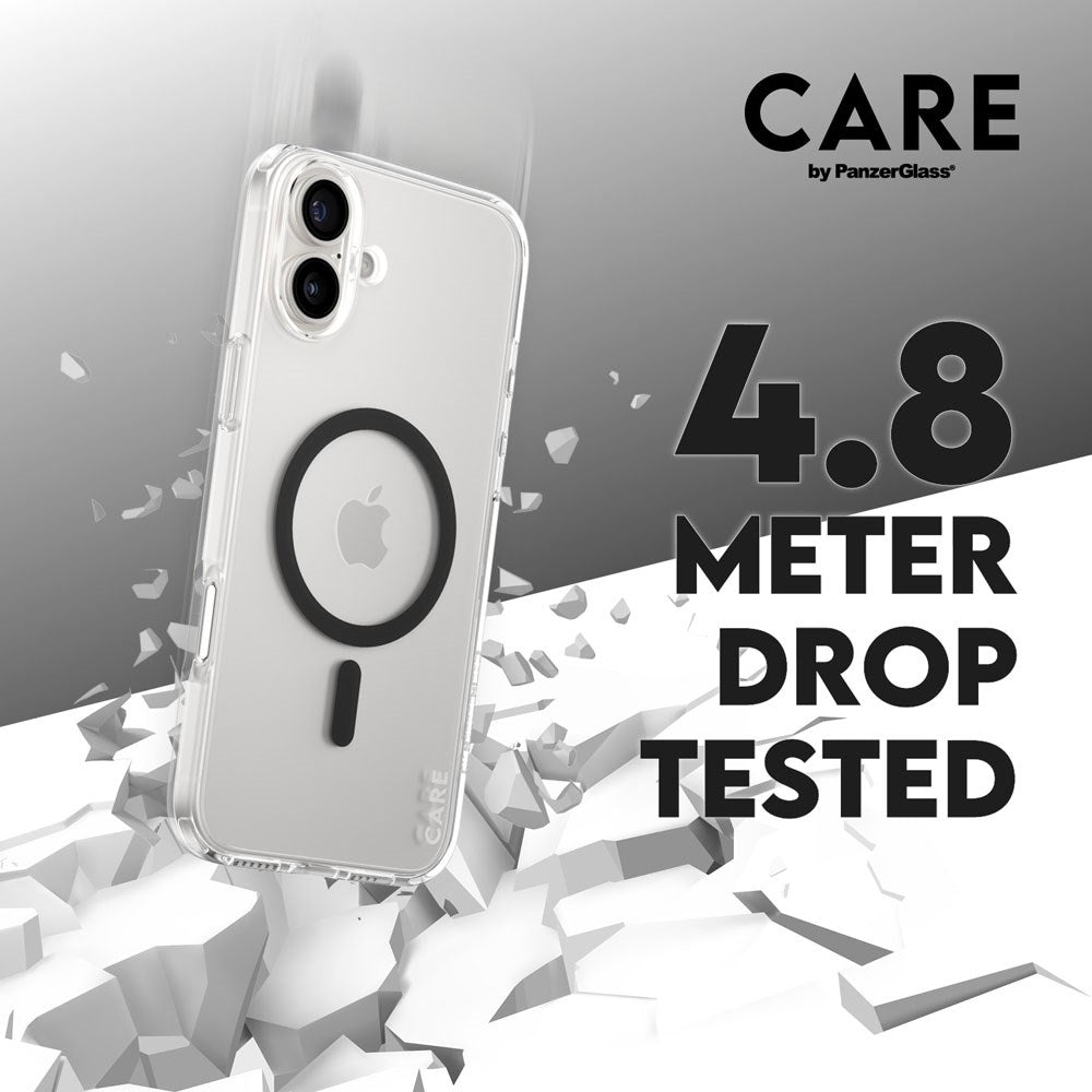CARE by PanzerGlass iPhone 16 Plus FLAGSHIP Urban Combat-deksel - MagSafe-kompatibel - Gjennomsiktig / Svart