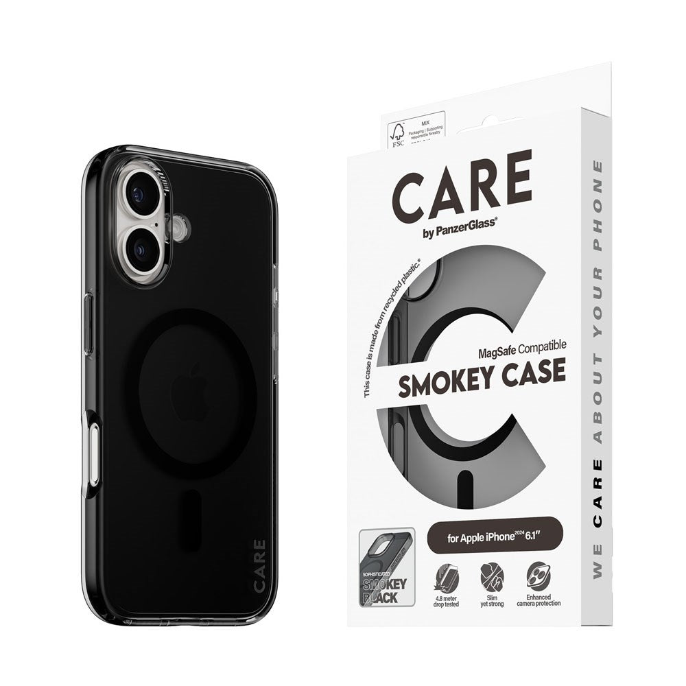 CARE by PanzerGlass iPhone 16 FLAGSHIP Urban Combat-deksel - MagSafe-kompatibel - Smokey / Svart