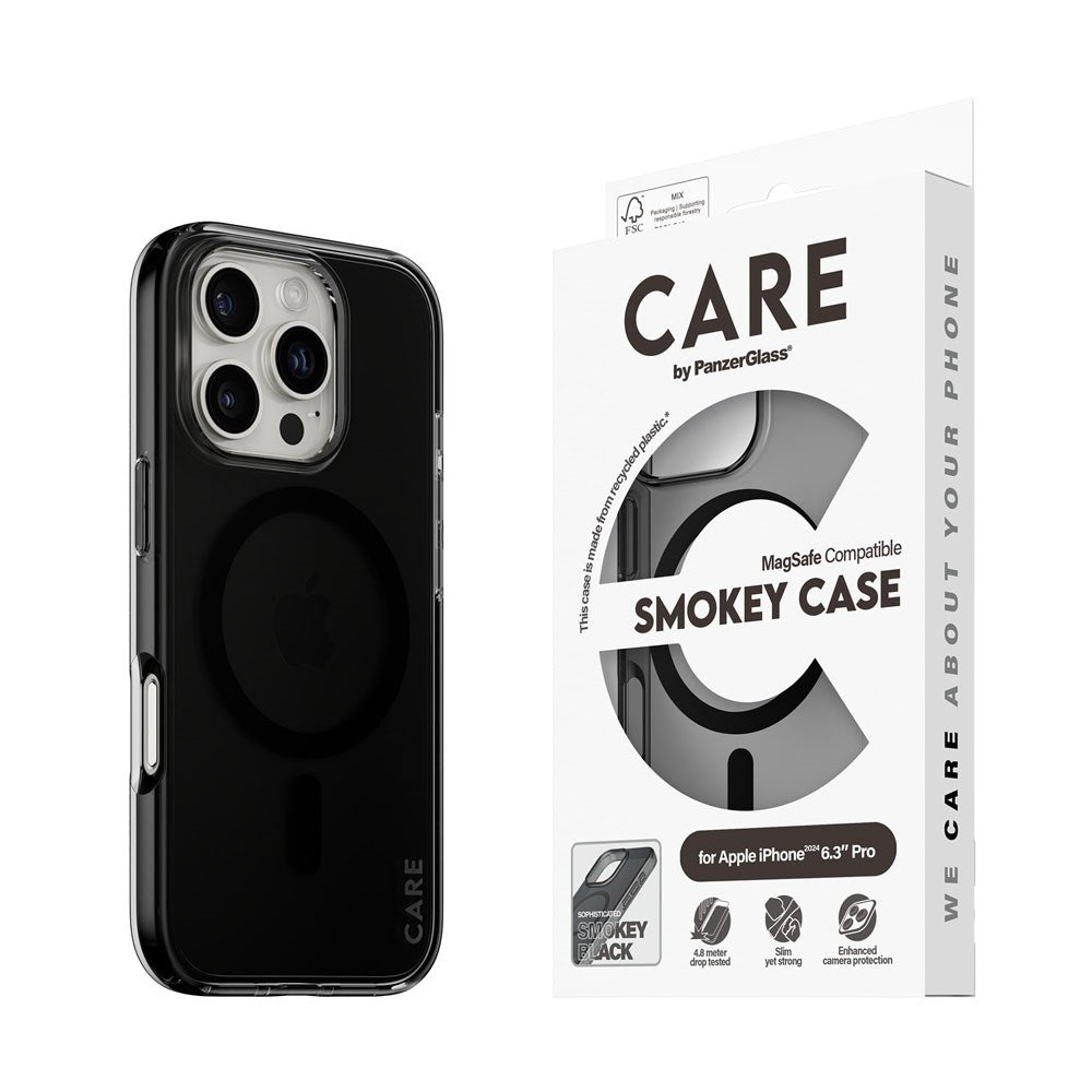 CARE by PanzerGlass iPhone 16 Pro FLAGSHIP Urban Combat-deksel - MagSafe-kompatibel - Smokey / Svart