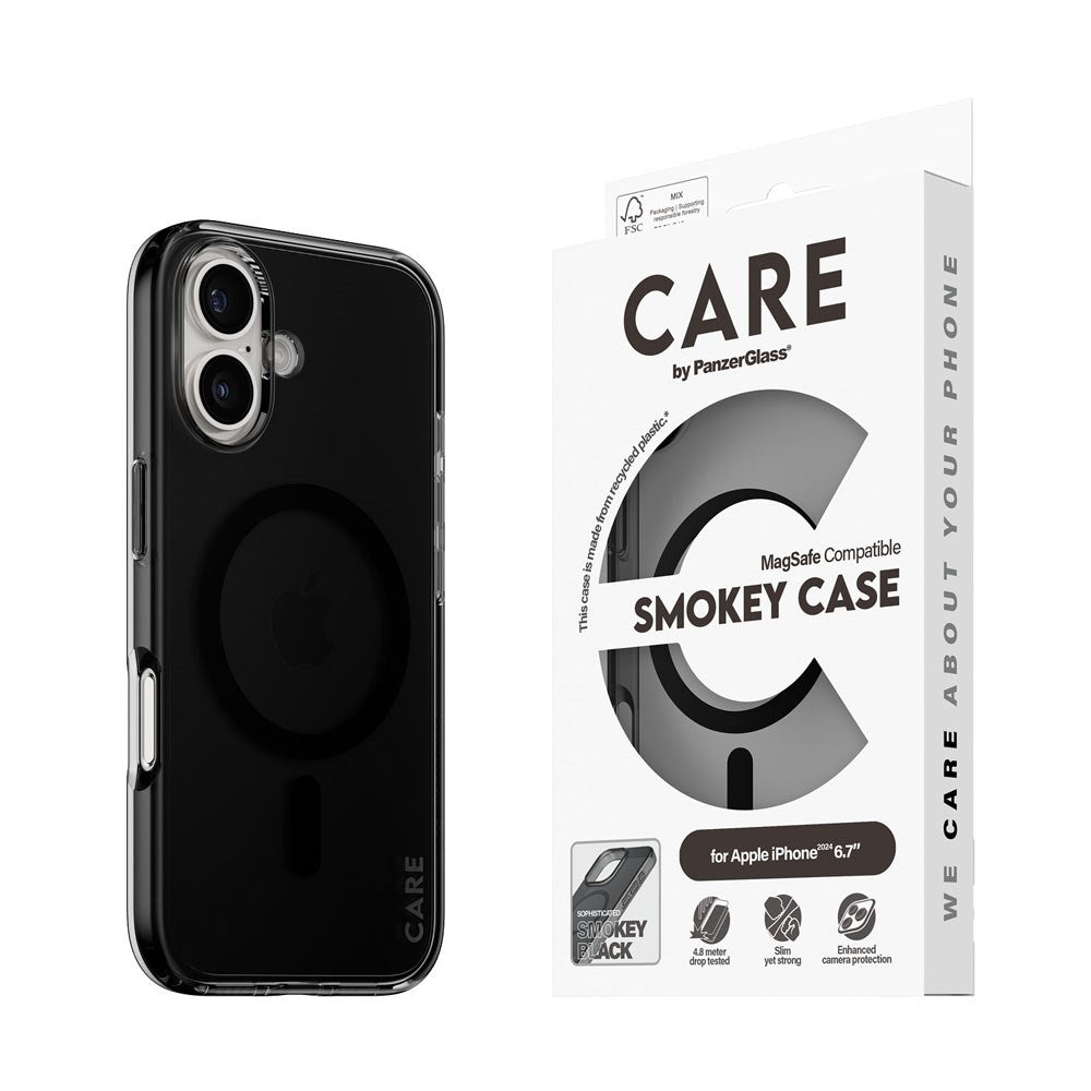 CARE by PanzerGlass iPhone 16 Plus FLAGSHIP Urban Combat-deksel - MagSafe-kompatibel - Smokey / Svart