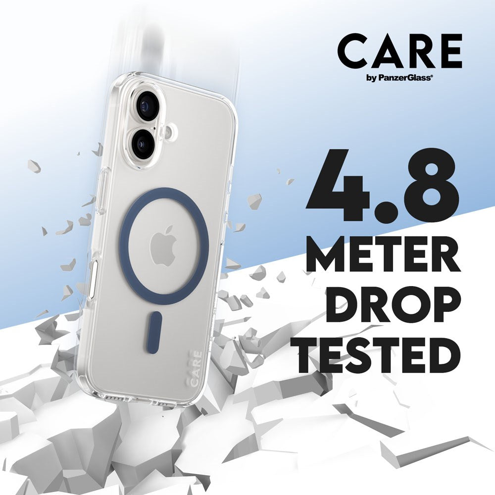 CARE by PanzerGlass iPhone 16 FLAGSHIP Urban Combat-deksel - MagSafe-kompatibel - Gjennomsiktig / Coronet Blue