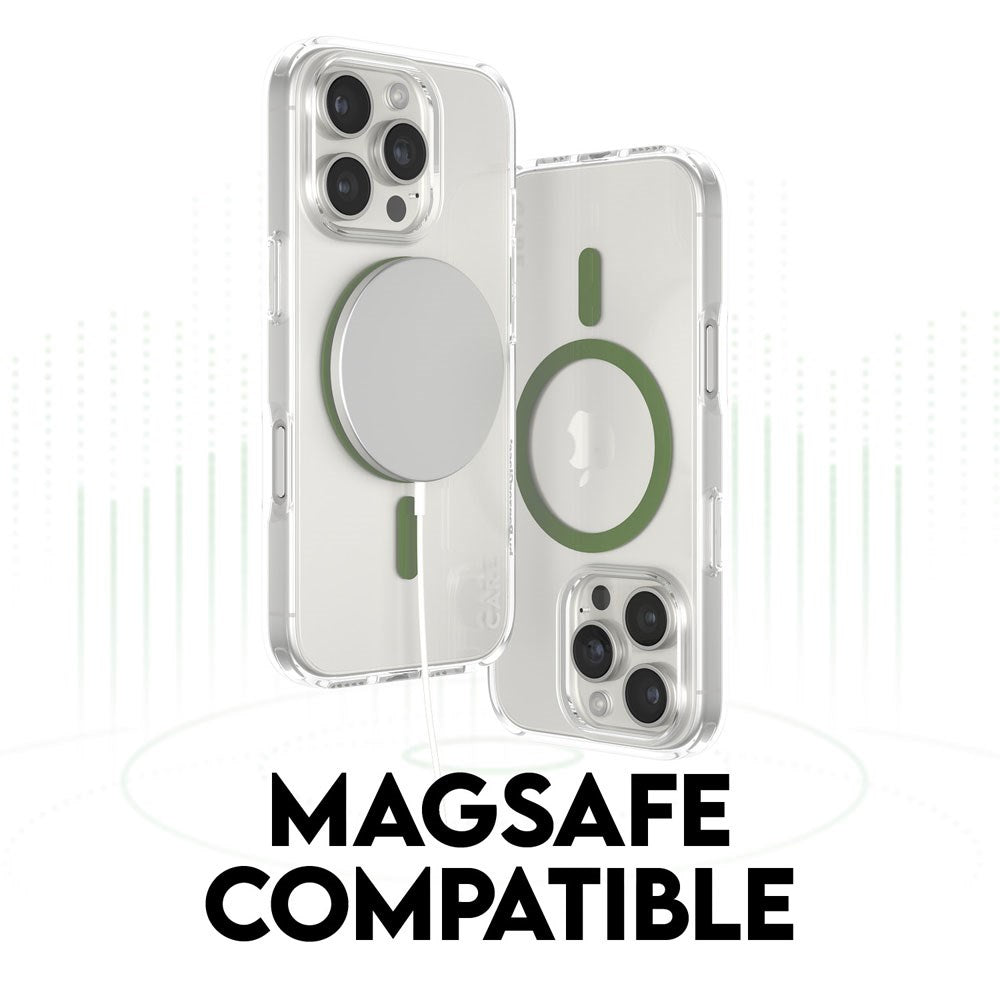 CARE by PanzerGlass iPhone 16 Pro FLAGSHIP Urban Combat-deksel - MagSafe-kompatibel - Gjennomsiktig / Pikant grønn
