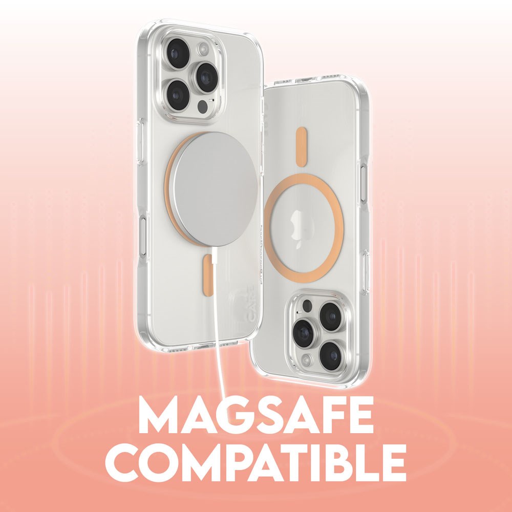 CARE by PanzerGlass iPhone 16 Pro FLAGSHIP Urban Combat-deksel - MagSafe-kompatibel - Gjennomsiktig / Peach Fuzz