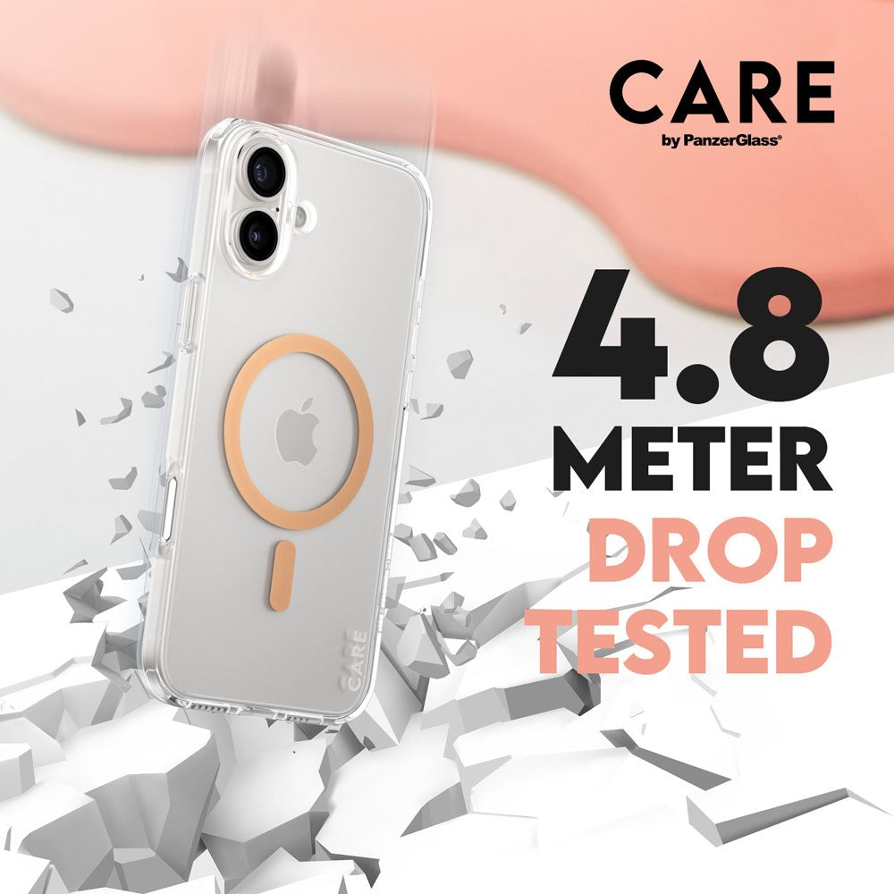 CARE by PanzerGlass iPhone 16 Plus FLAGSHIP Urban Combat-deksel - MagSafe-kompatibel - Gjennomsiktig / Peach Fuzz