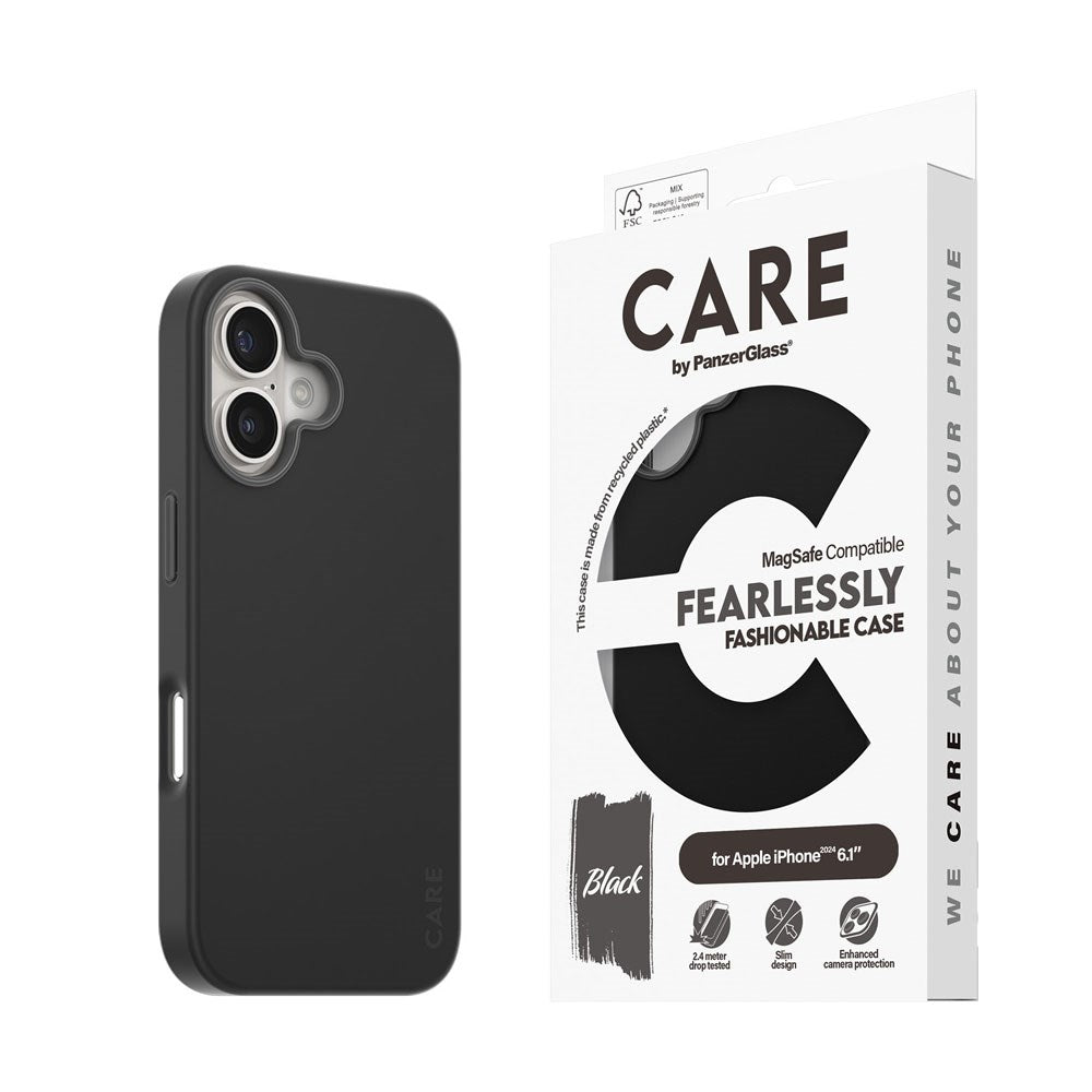 CARE by PanzerGlass iPhone 16 FASHION Fearlessly Fashionable deksel - MagSafe-kompatibel - Svart