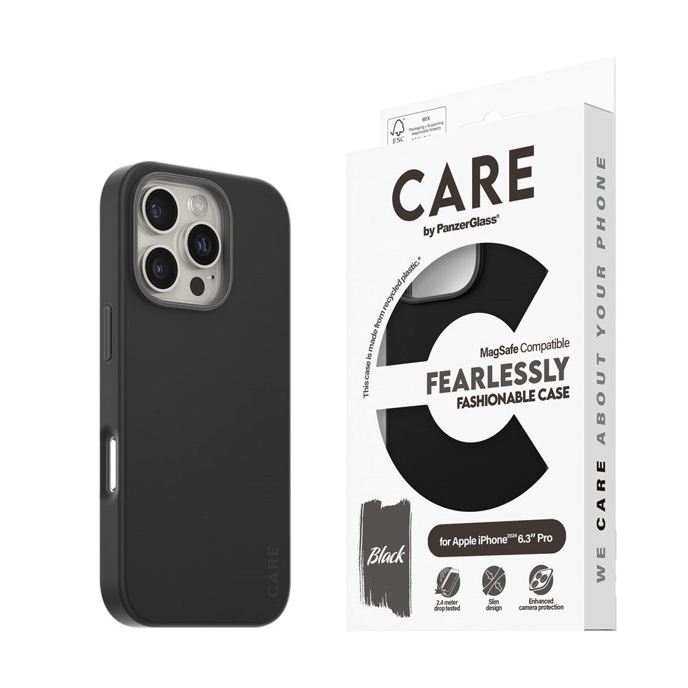 CARE by PanzerGlass iPhone 16 Pro FASHION Fryktløst fasjonabelt deksel - MagSafe-kompatibel - Svart