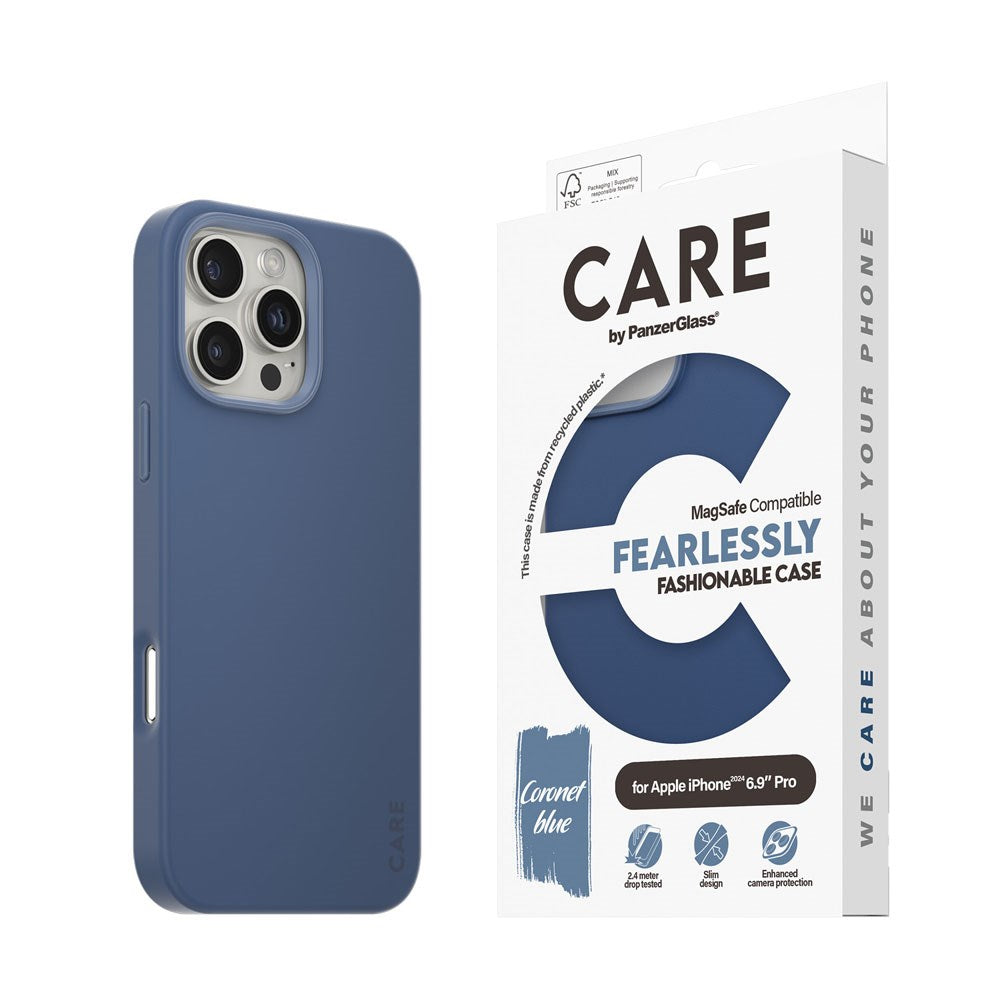 CARE by PanzerGlass iPhone 16 Pro Max FASHION Fryktløst fasjonabelt deksel - MagSafe-kompatibel - Coronet Blue