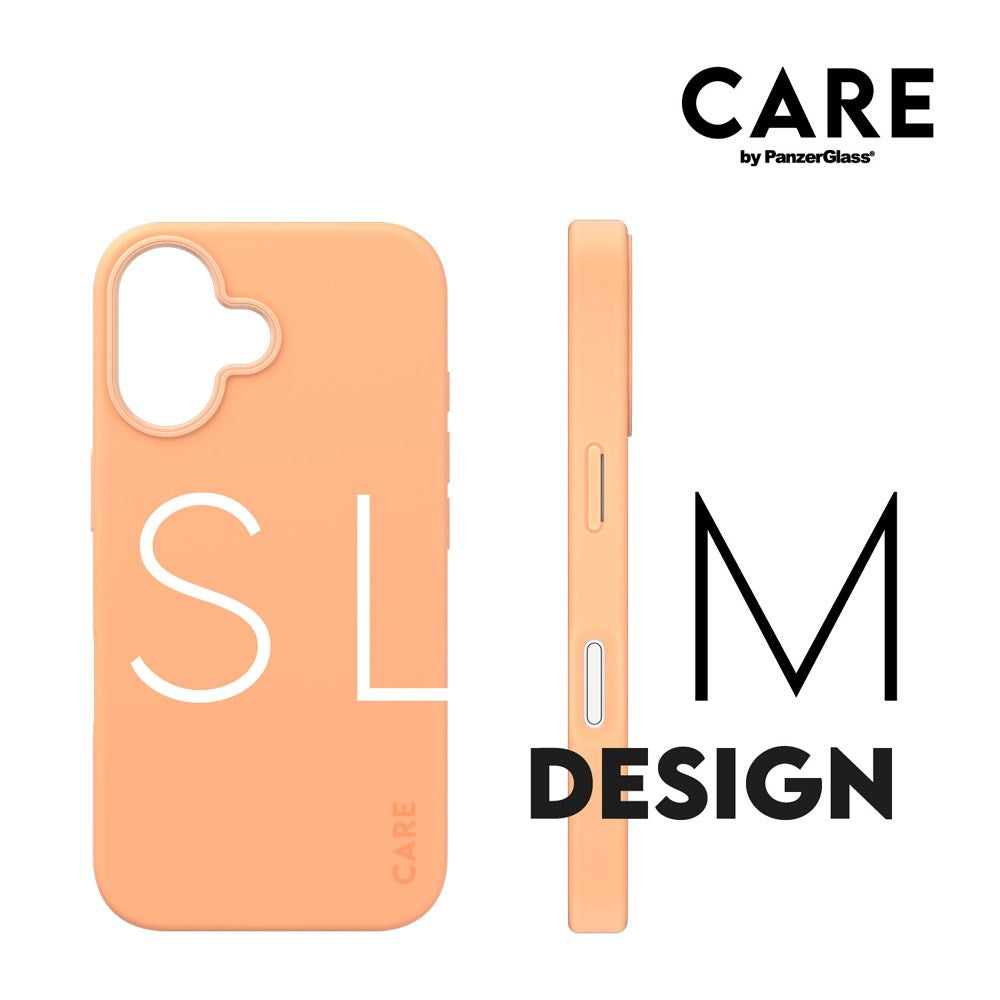 CARE by PanzerGlass iPhone 16 FASHION Fryktløst fasjonabelt deksel - MagSafe-kompatibel - Peach Fuzz