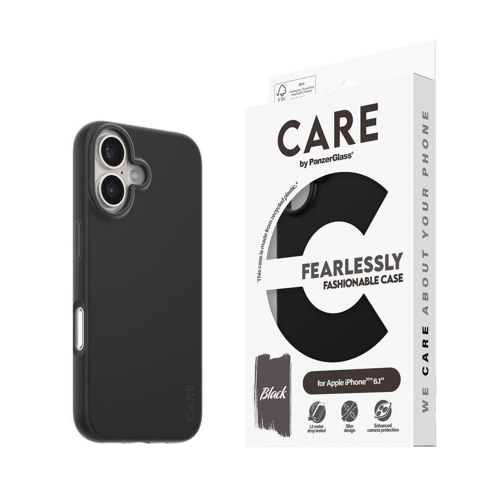 CARE by PanzerGlass iPhone 16 FASHION Fearlessly Fashionable deksel - Svart