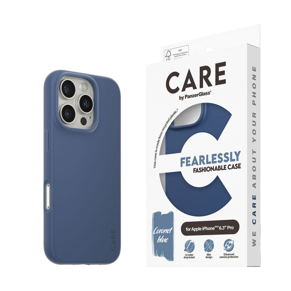 CARE by PanzerGlass iPhone 16 Pro FASHION Fearlessly Fashionable Cover - Coronet Blue