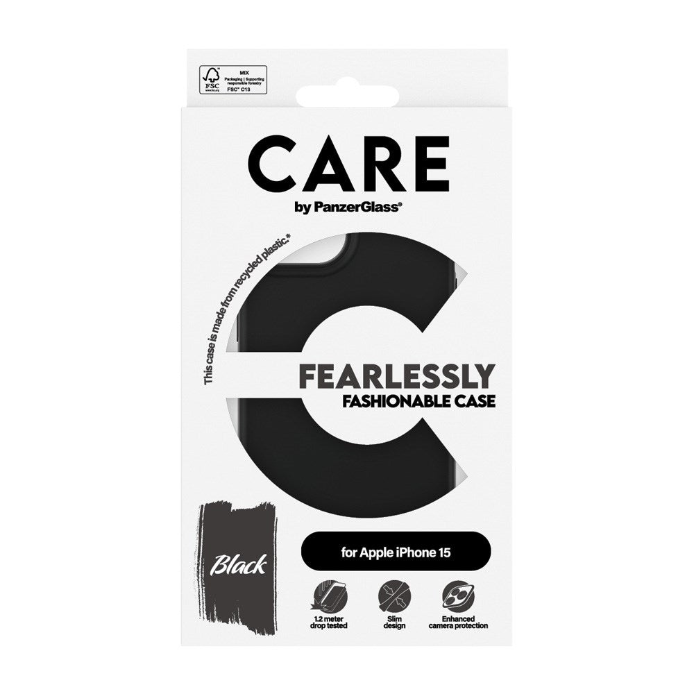CARE by PanzerGlass iPhone 15 FASHION Fearlessly Fashionable deksel - Svart