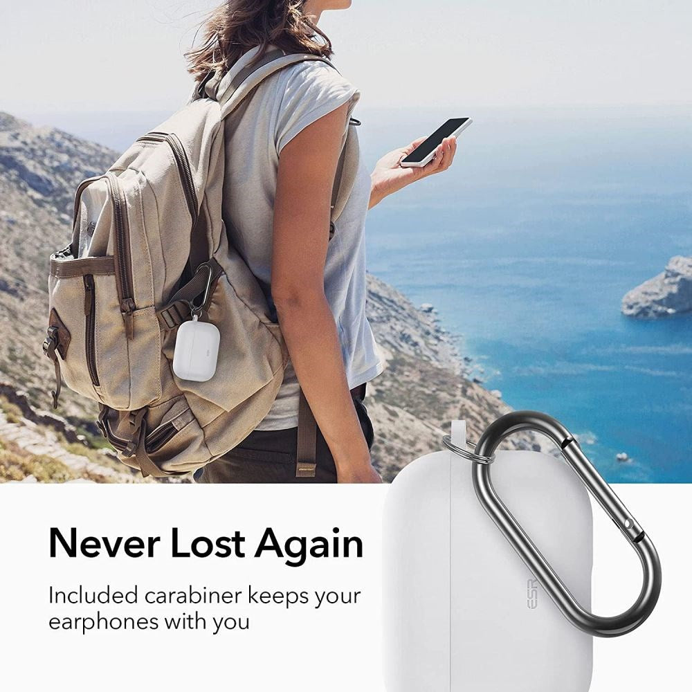 Apple Airpods (3. gen.) ESR Bounce Silikone Cover m. Karabinhage - Hvid
