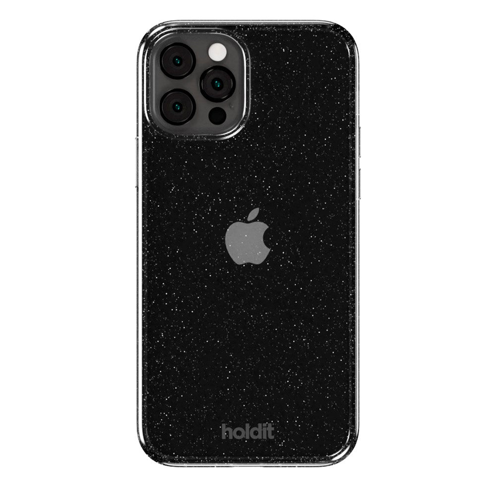 iPhone 12 / 12 Pro Holdit Glitter Mobil Cover - Sort