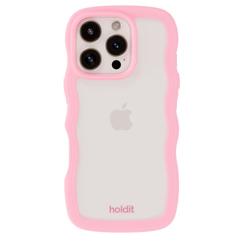 Holdit iPhone 16 Pro Wavy Deksel - Rosa / Gjennomsiktig