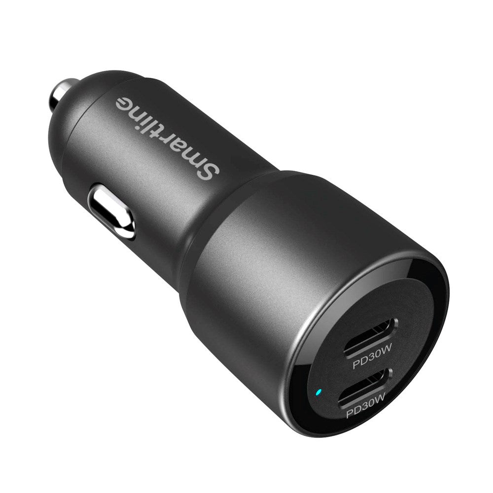 Smartline 60W Billader 2 x USB-C m. Strømforsyning - Svart