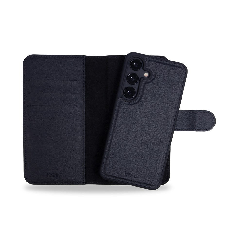 Holdit Samsung Galaxy S25 Magnet Veske Lærdeksel m. Lommebok - Svart