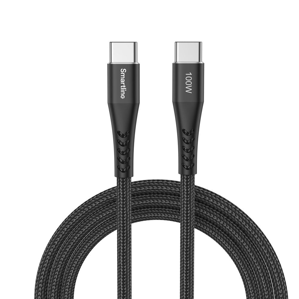 Smartline 100W USB-C til USB-C Ladekabel - 2m - Svart