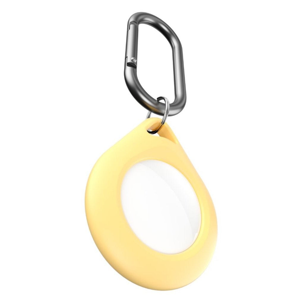 KeyBudz AirTag Silikon nøkkelring m. Karabinkrok - Secure Dock - 2 Pack - Gul