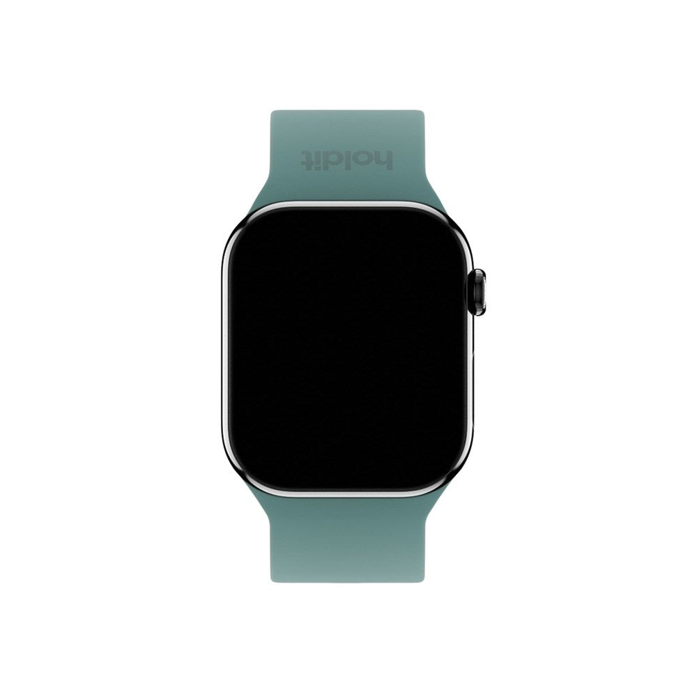 Apple Watch (42/44/SE/45/46/49mm) Holdit Silikone Rem m. Spændelukning - Moss Green