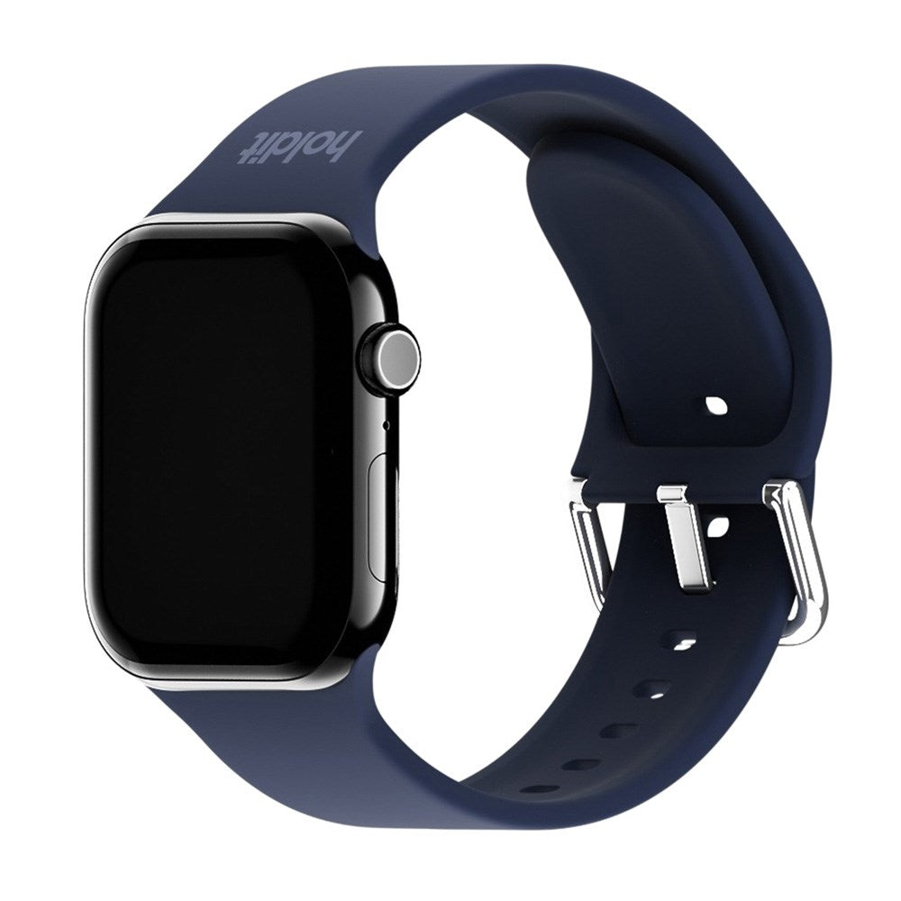 Apple Watch (42/44/SE/45/46/49mm) Holdit Silikone Rem m. Spændelukning - Navy Blue