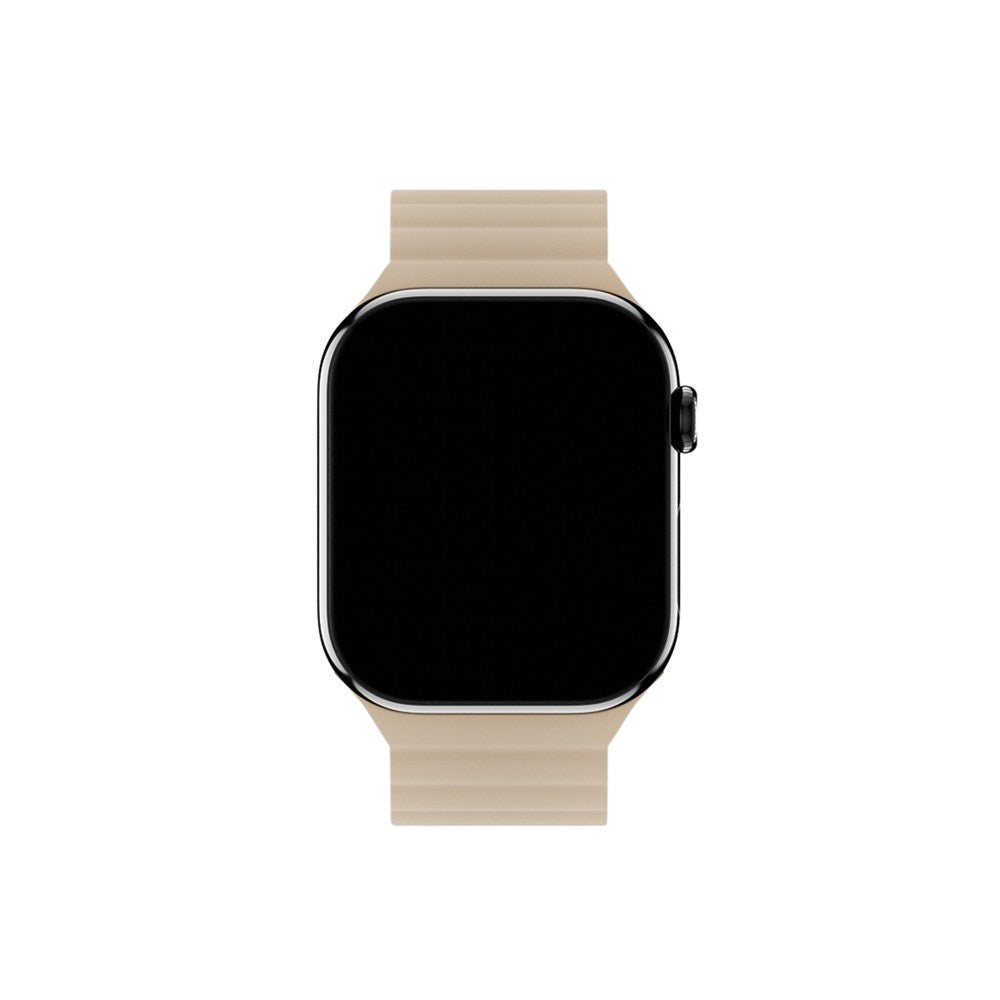 Apple Watch (42/44/SE/45/46/49mm) Holdit Silikone Rem m. Magnetlukning - Lyserød / Beige