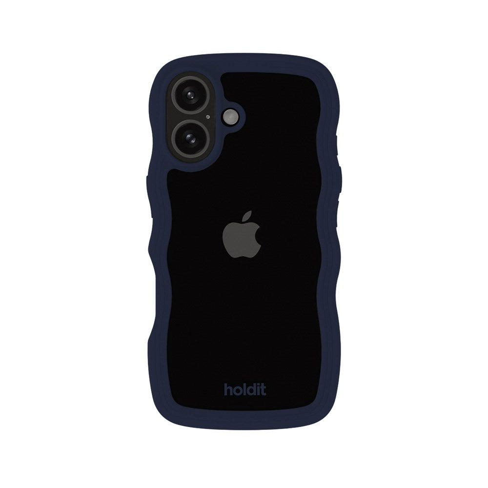 iPhone 16 Holdit Wavy Cover - Midnight Blue / Transparent