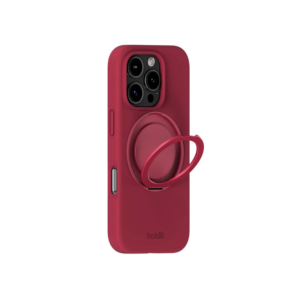 iPhone 16 Pro Holdit Silikone Stand Cover - Red Velvet