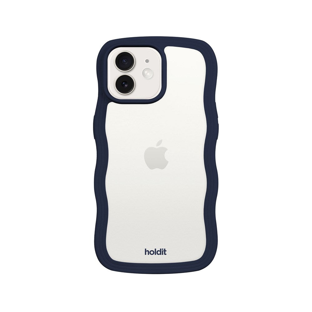 iPhone 12 / 12 Pro Holdit Wavy Cover - Midnight Blue / Transparent