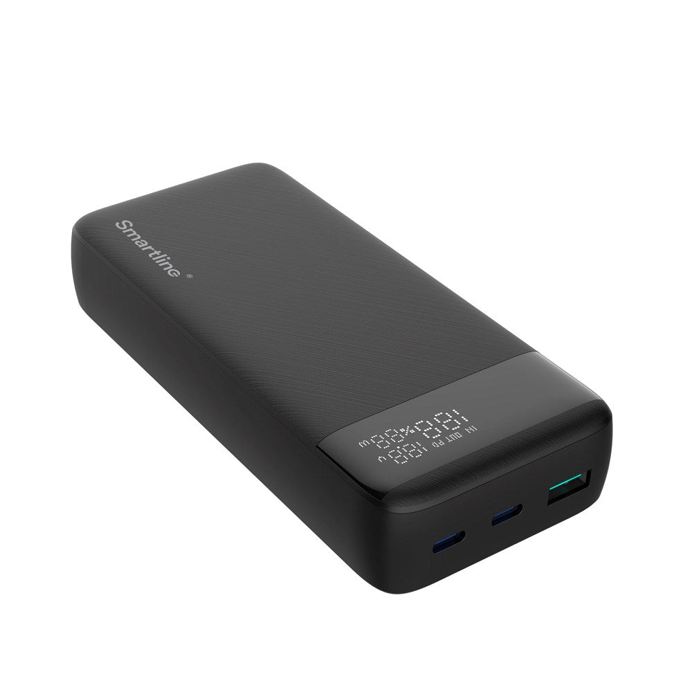 Smartline 22,5W Powerbank - 20.000mAh - PD / QC3.0 - LED-Display - Sort