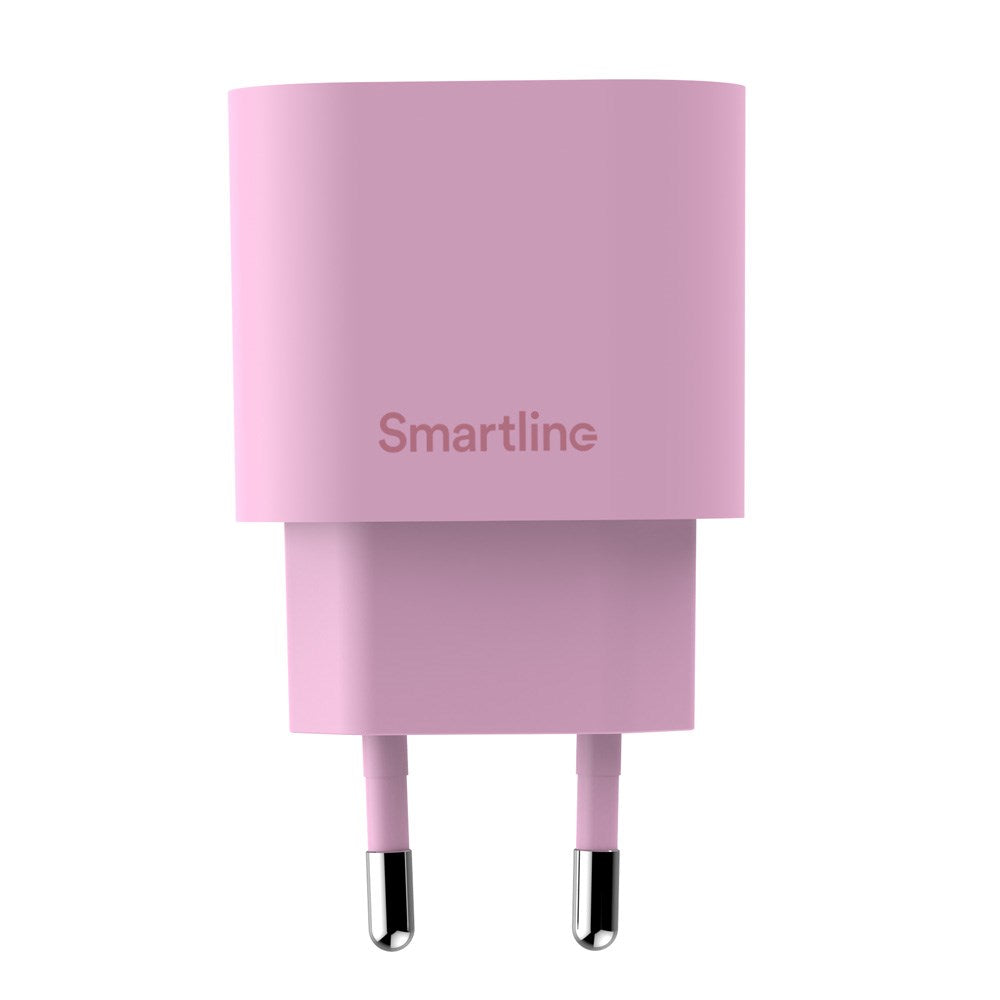 Smartline Vægoplader m. 1 x USB-C - 20W - Lyserød