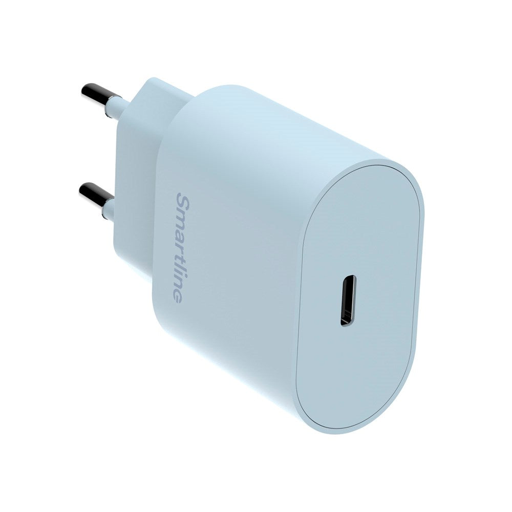 Smartline Vægoplader m. 1 x USB-C - 20W - Lyseblå