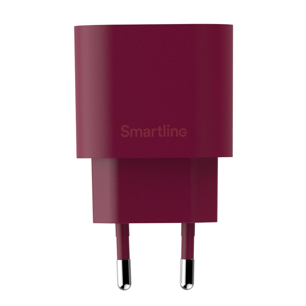 Smartline Vægoplader m. 1 x USB-C - 20W - Mørkerød