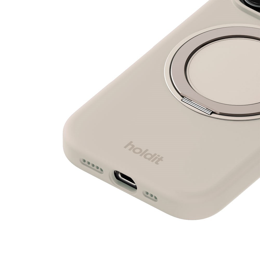 iPhone 16 Pro Holdit Silikone Stand Cover - Light Beige